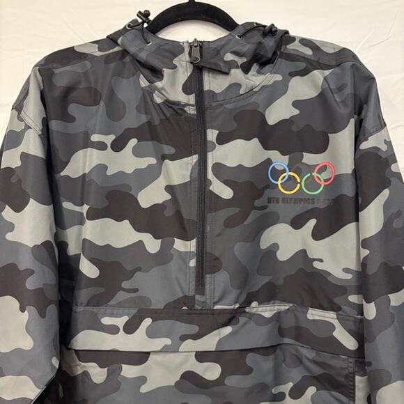 Champion Camo Jacket Mens Large Porsche‎ Olympics Logo Stadium Gear Quarter Zip - Picture 2 of 13